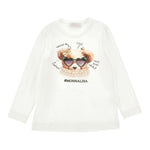 Monnalisa Shirt tinta unita con Stampa Panna per Bambina 19F612XX PANNA MONNALISA 