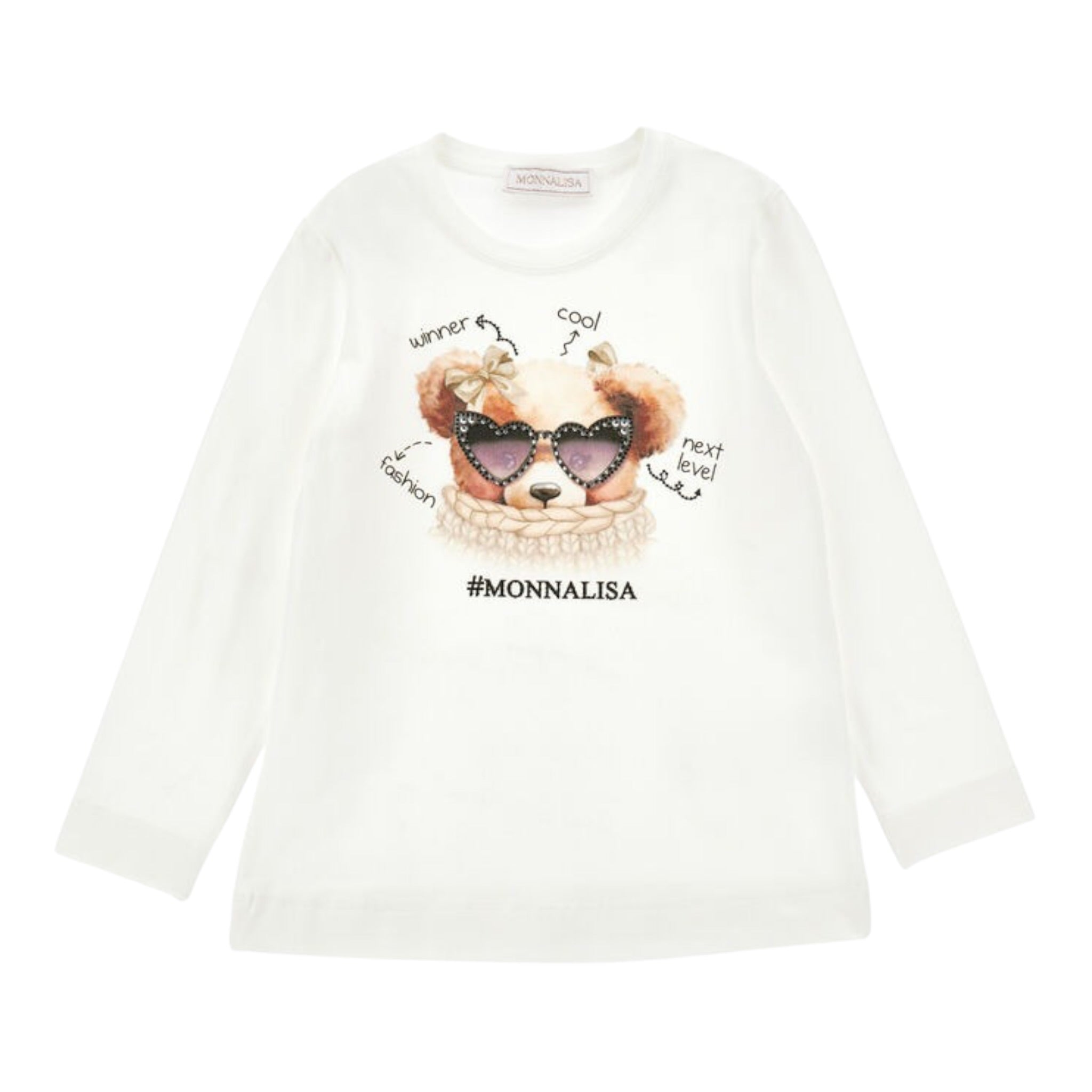 Monnalisa Shirt tinta unita con Stampa Panna per Bambina 19F612XX PANNA MONNALISA 