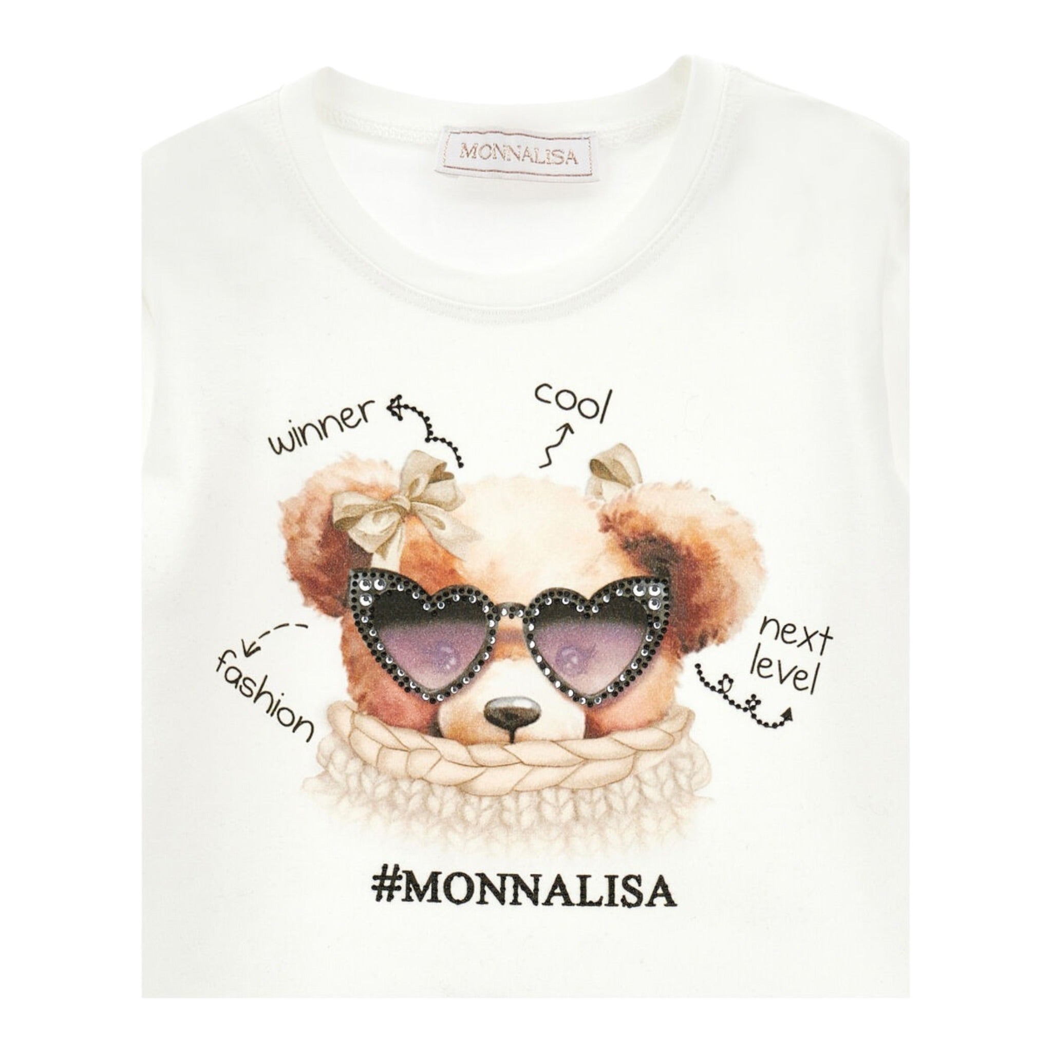 Monnalisa Shirt tinta unita con Stampa Panna per Bambina 19F612XX PANNA MONNALISA 