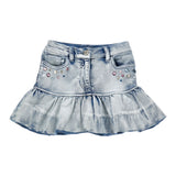 Monnalisa Gonna tinta unita In Denim con Stampa Azzurro per Bambina 19F702J AZZURRO MONNALISA 