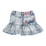 Monnalisa Gonna tinta unita In Denim con Stampa Azzurro per Bambina 19F702J AZZURRO MONNALISA 