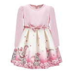 Monnalisa Abito Maica Lunga Bicolore con Cinturino Panna/Rosa per Bambina 231D902JX PANNA/ROSA MONNALISA 