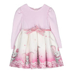 Monnalisa Abito Maica Lunga Bicolore con Cinturino Rosa/Bianco per Neonata 231D902 ROSA/BIANCO MONNALISA 
