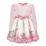 Monnalisa Abito Maica Lunga Bicolore con Cinturino Panna/Rosa per Neonata 231D902X PANNA/ROSA MONNALISA 