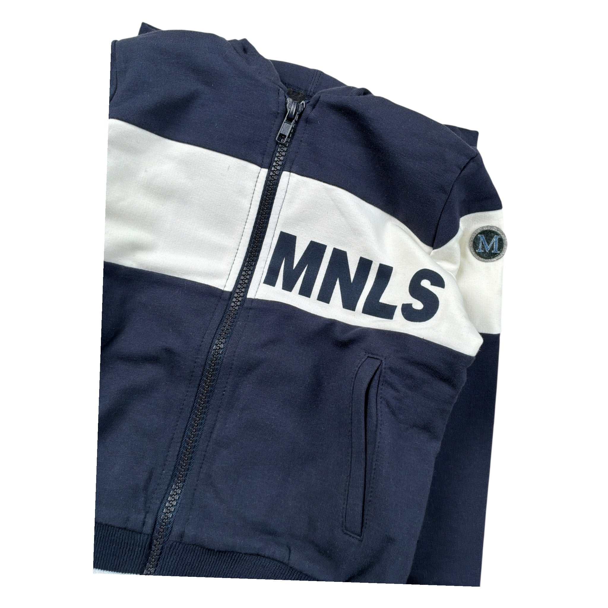 Monnalisa Felpa tinta unita con Stampa Zip E Cappuccio Blu per Bambino 254801 BLU MONNALISA 