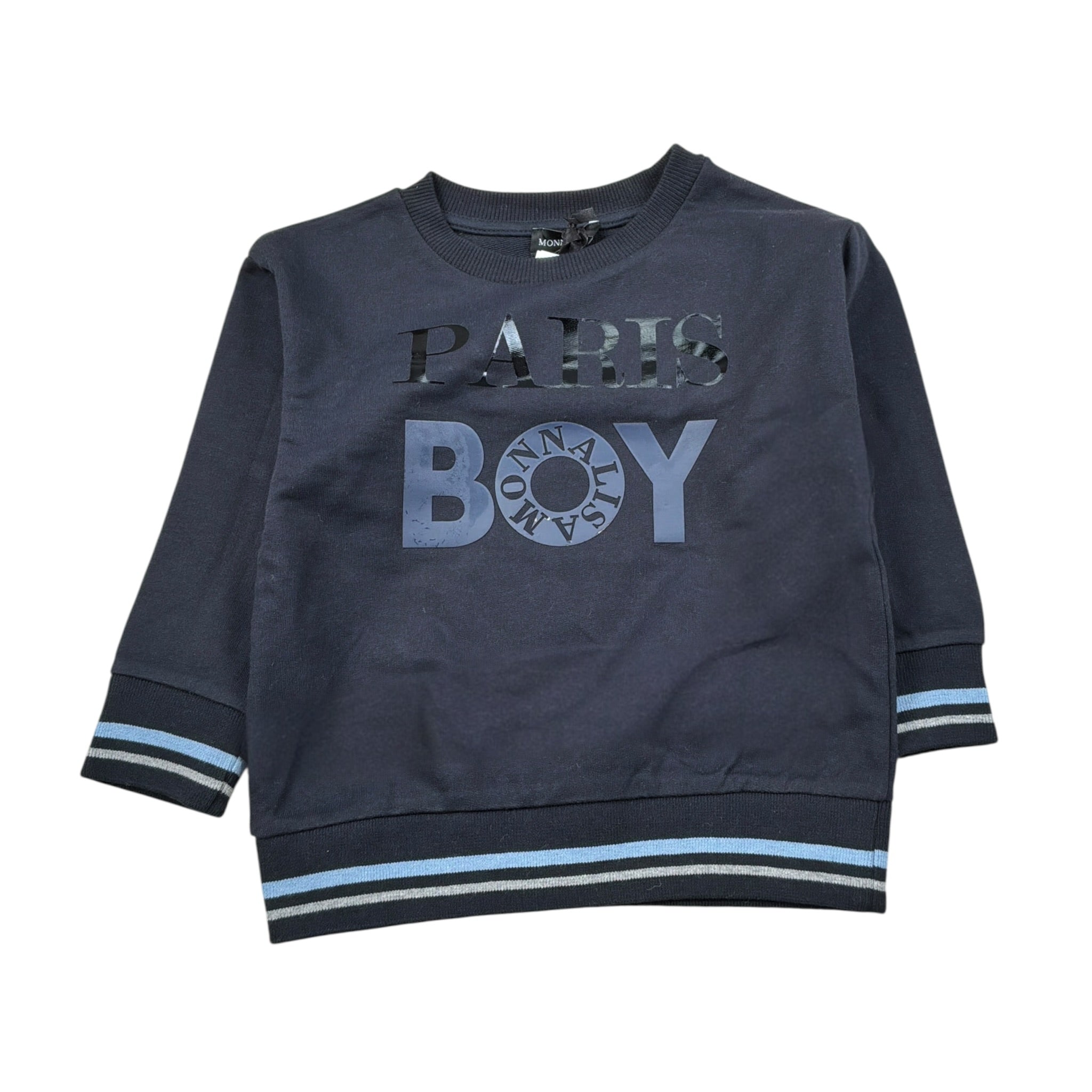 Monnalisa Felpa Girocollo tinta unita con Stampa Blu per Bambino 256608 BLU MONNALISA 