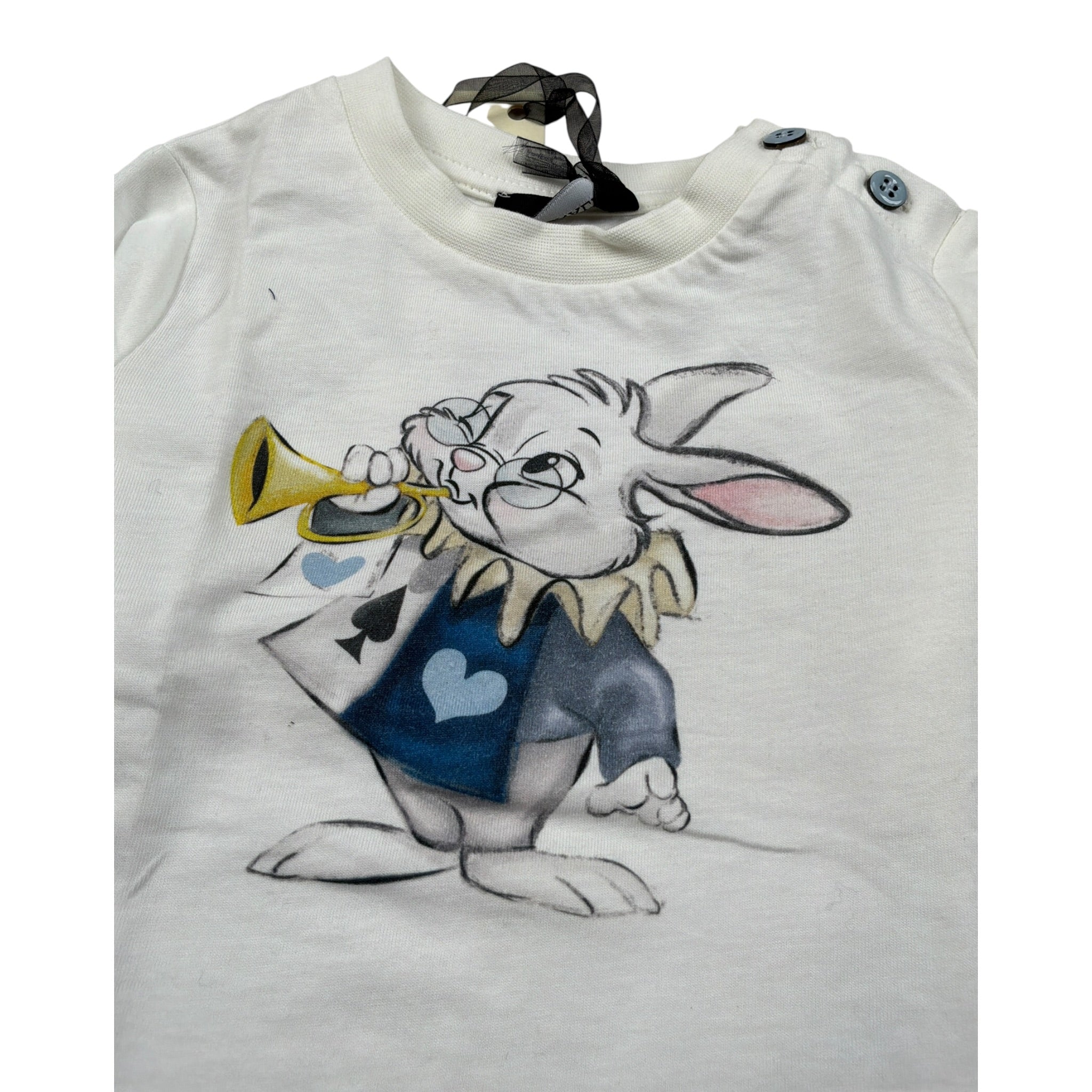 Monnalisa Shirt Girocollo Tinta Unia con Stampe Panna per Neonato 286608 PANNA MONNALISA 