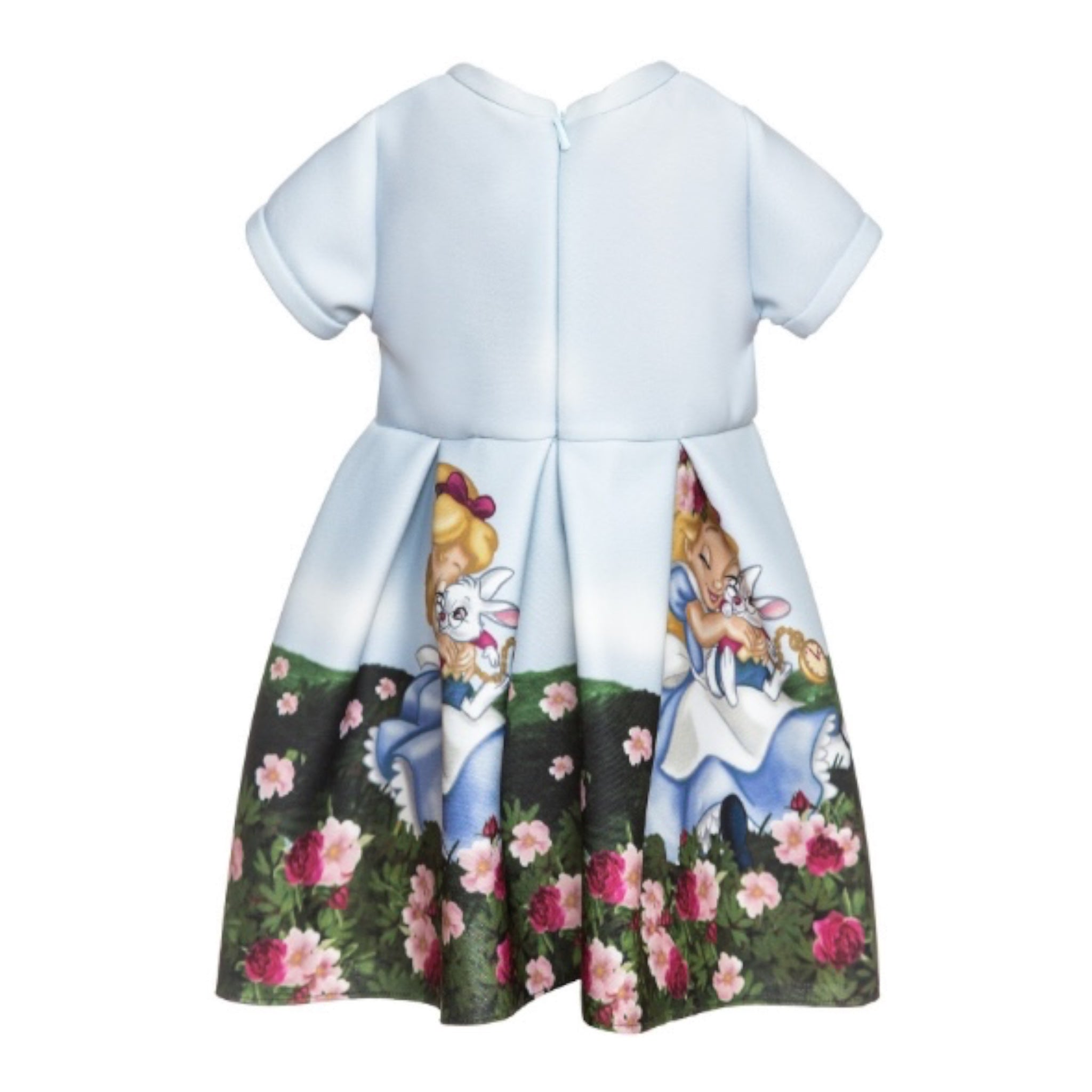 Monnalisa Abito Mezza Manica tinta unita con Stampe Azzurro per Neonata 318934 AZZURRO MONNALISA 