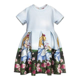 Monnalisa Abito Mezza Manica tinta unita con Stampe Azzurro per Neonata 318934 AZZURRO MONNALISA 