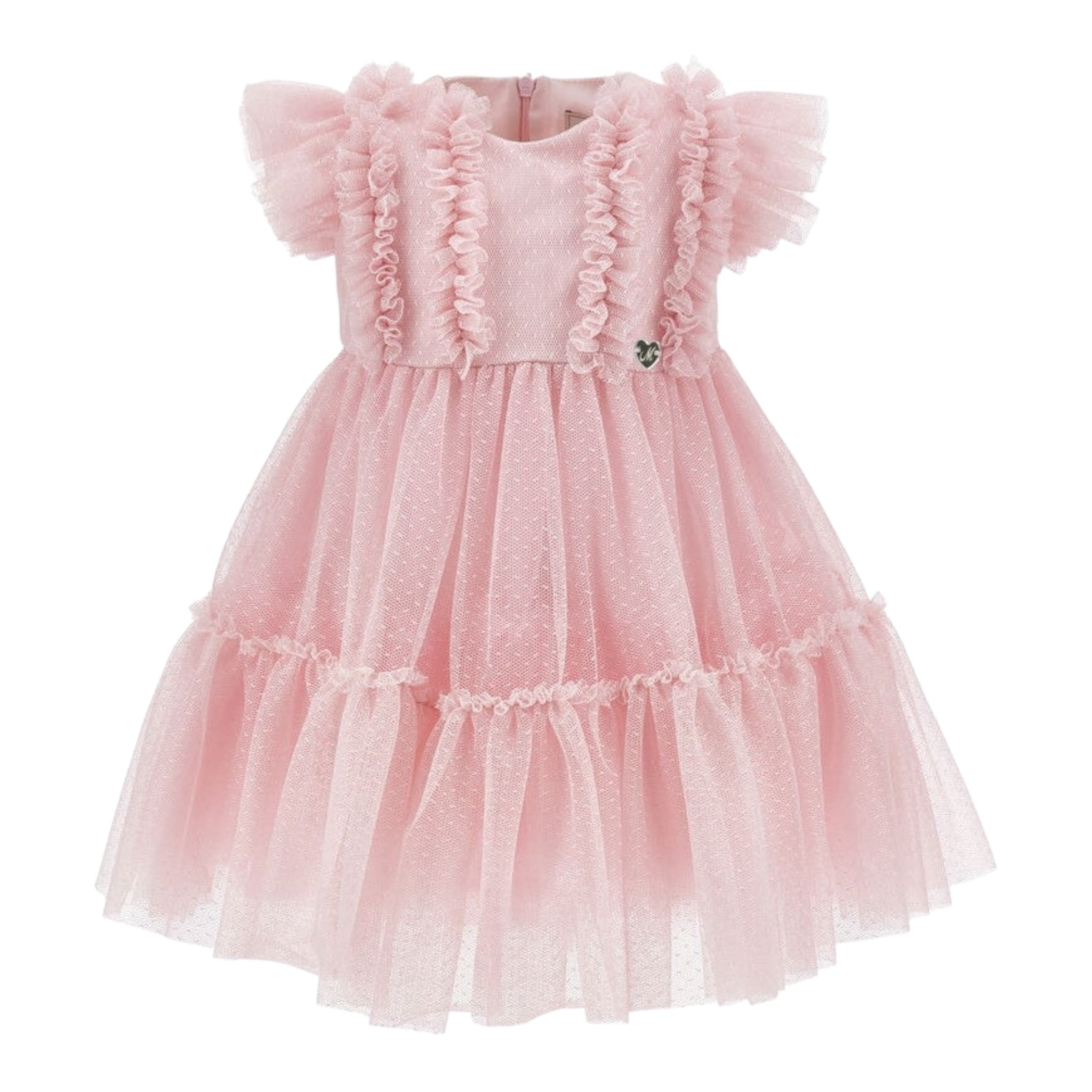 Monnalisa Abito tinta unita In Tulle Rosa per Neonata 31F909 ROSA MONNALISA 