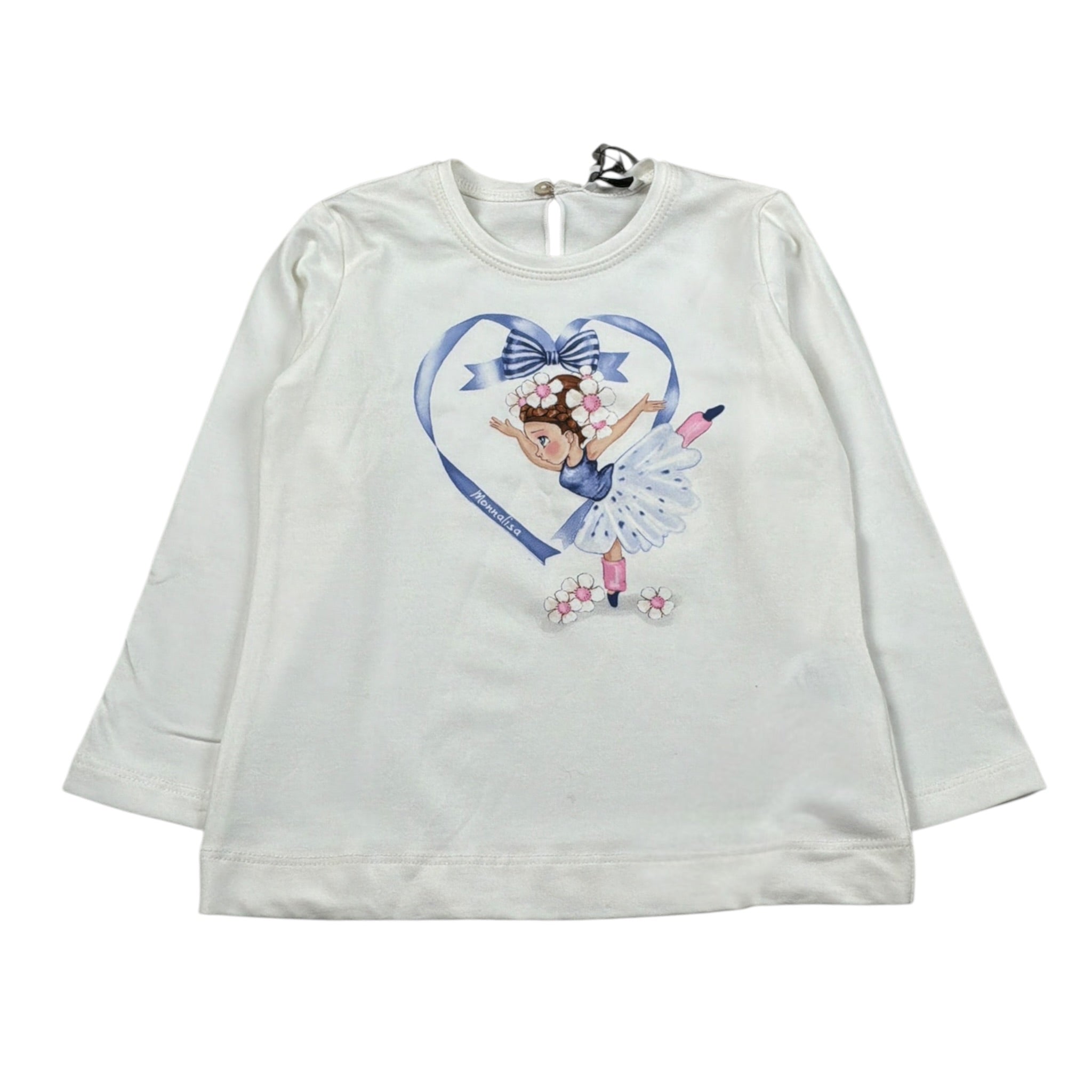 Monnalisa Shirt Girocollo tinta unita con Stampa Panna per Bambina 394609SQ PANNA MONNALISA 