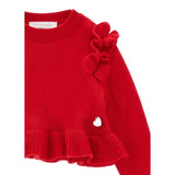 Monnalisa Maglia tinta unita con Balze Rosso per Neonata 39D619 ROSSO MONNALISA 