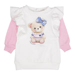 Monnalisa Abito tinta unita con Maniche In Contrasto Bianco per Bambina 39D905 BIANCO MONNALISA 