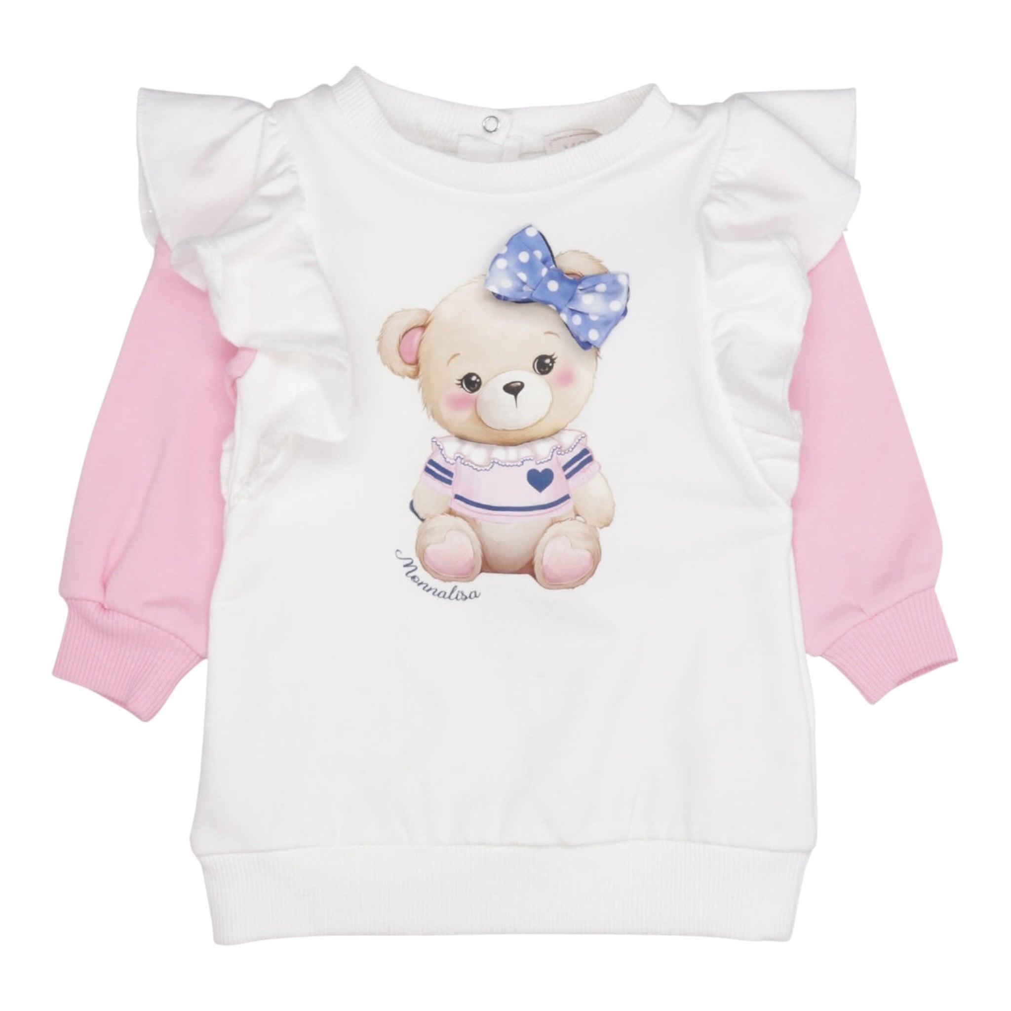 Monnalisa Abito tinta unita con Maniche In Contrasto Bianco per Bambina 39D905 BIANCO MONNALISA 