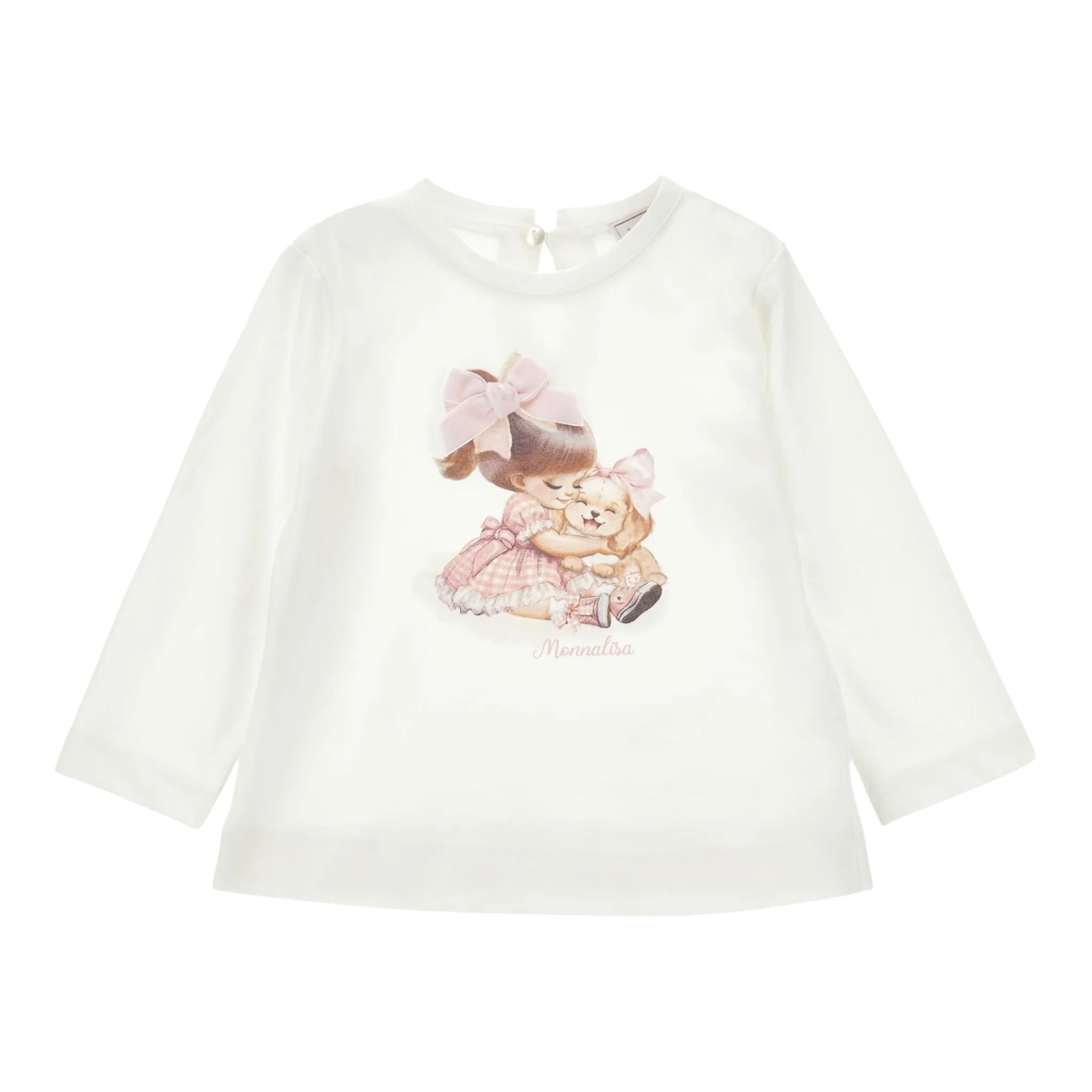 Monnalisa Shirt Girocollo tinta unita Cn Stampa Panna per Neonata 39F602NX PANNA MONNALISA 