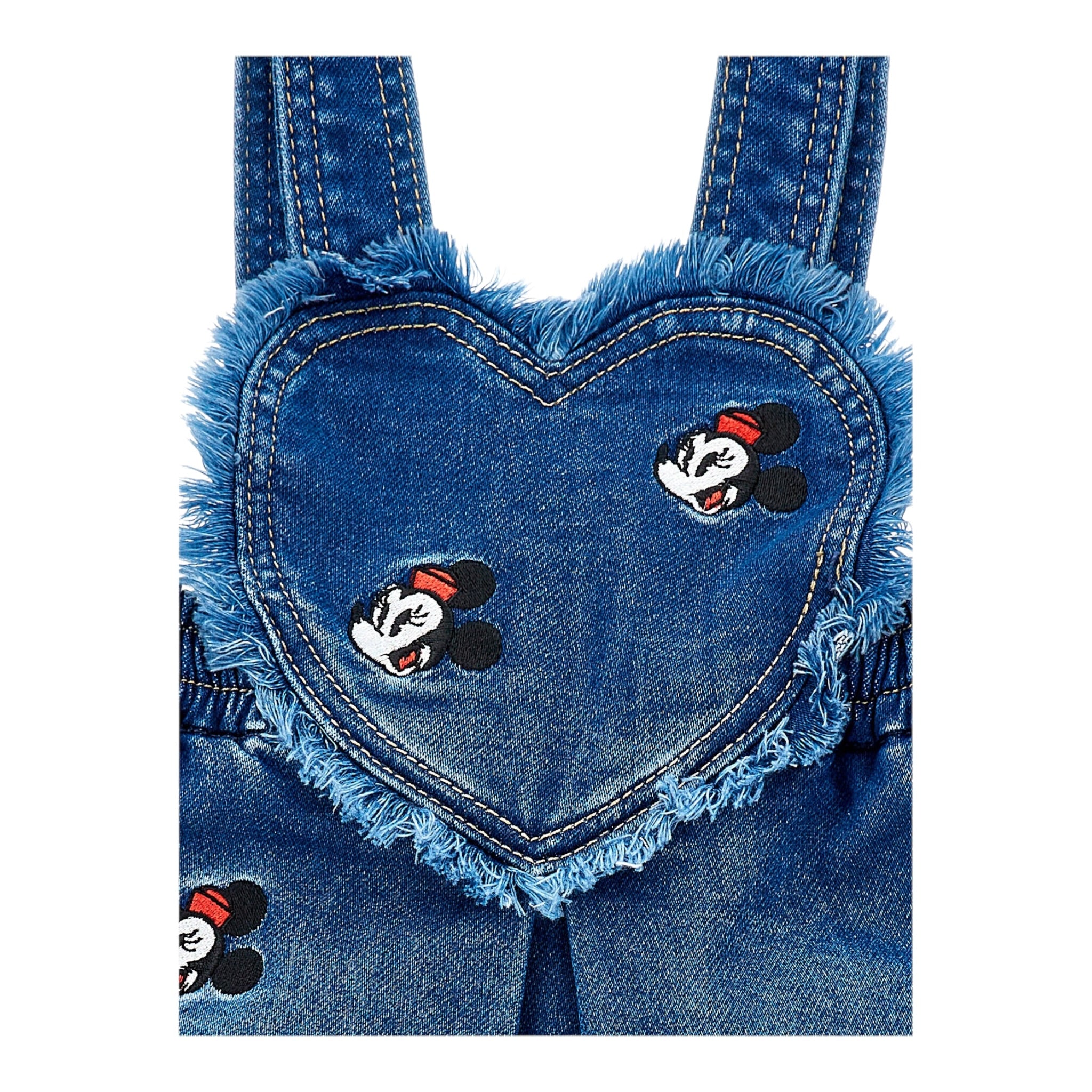 Monnalisa Salopette In Denim tinta unita con Ricami Blu per Bambina 39F703JXX BLU MONNALISA 