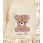 Monnalisa Cardigan tinta unita con Ricami Beige per Neonata 39F802 BEIGE MONNALISA 