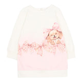 Monnalisa Abito Felpa Bicolore Manica Lunga con Stampa Rosa/Panna per Neonata 39F901X ROSA/PANNA MONNALISA 