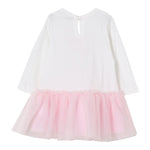 Monnalisa Abito Manica Lunga Gonna Tulle Bianco/Rosa per Neonata 39F906 BIANCO/ROSA MONNALISA 