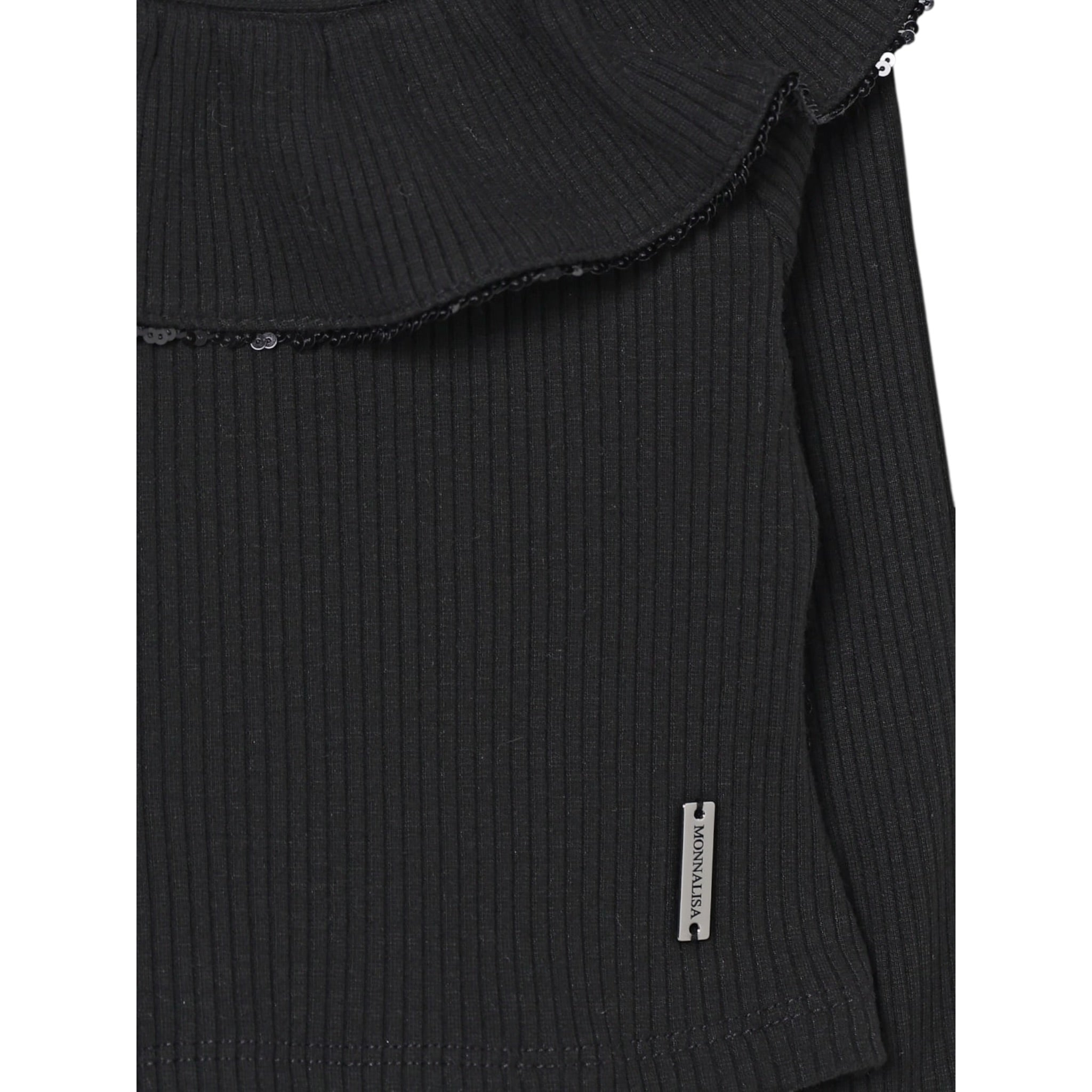Monnalisa Maglia tinta unita con Colletto Nero per Bambina 71F607 NERO MONNALISA 