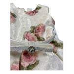 Monnalisa Abito Giromanica tinta unita con Rose Bianco per Neonata 73B905 BIANCO MONNALISA 