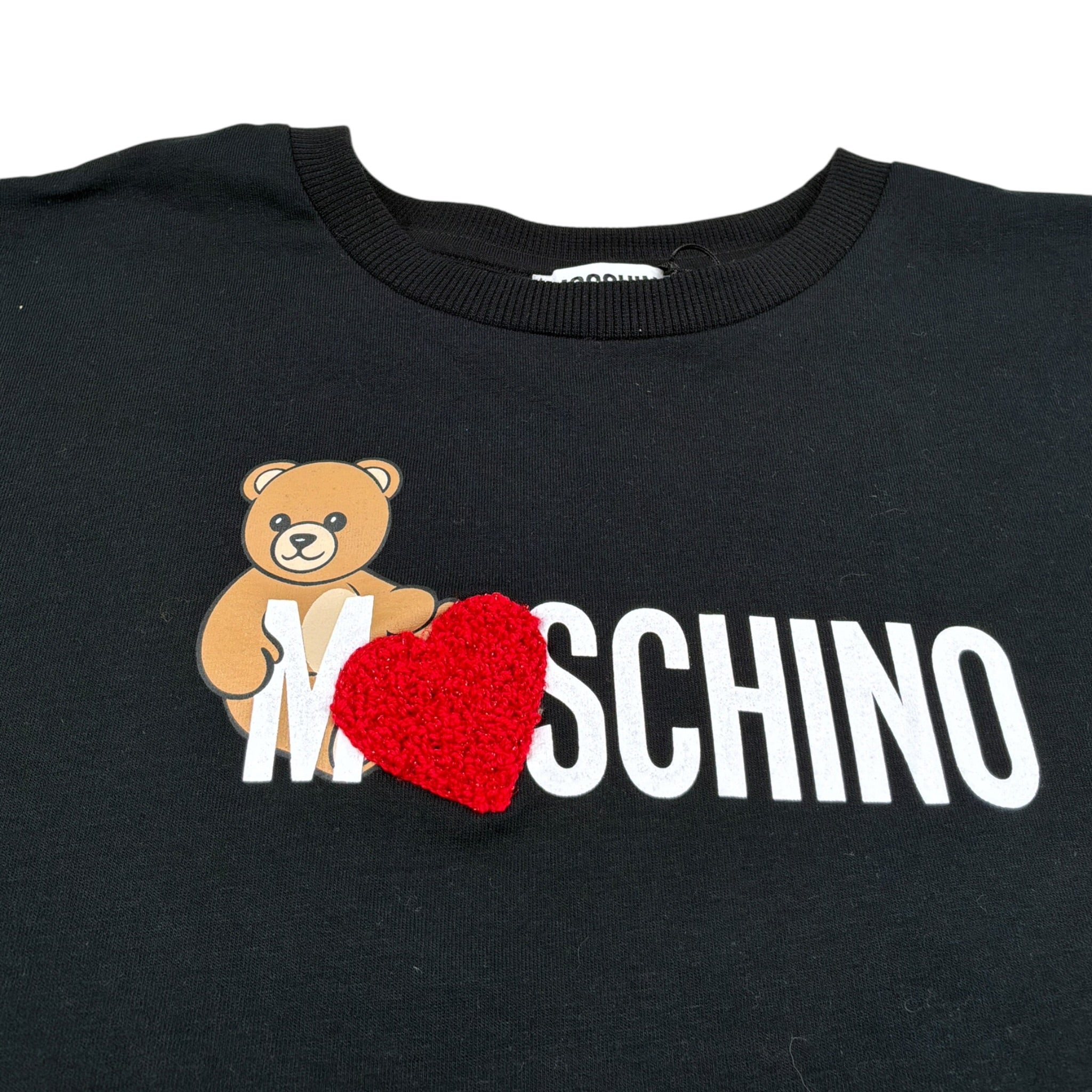 Moschino T-Shirt Girocollo tinta unita con Stampa Nero per Bambina H1M060 NERO MOSCHINO 