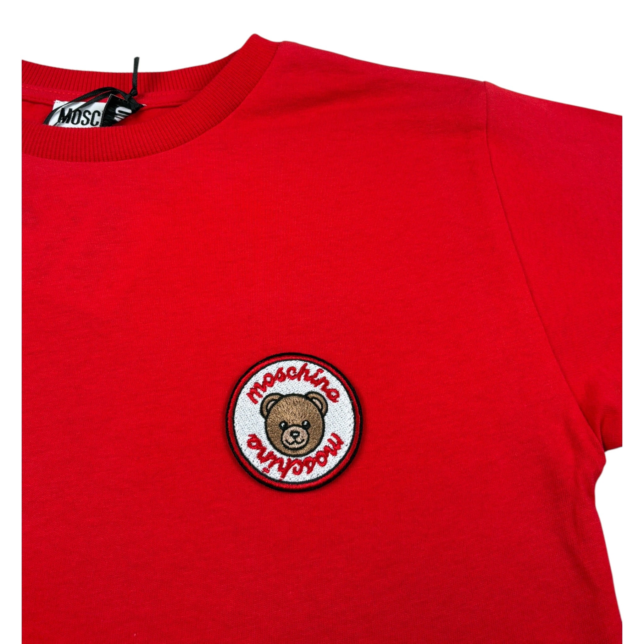 Moschino T-Shirt Girocollo tinta unita con Logo Rosso per Bambino H9M05G ROSSO MOSCHINO 