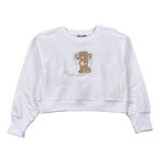 Moschino Felpa Modello Crop tinta unita con Stampa Bianco per Bambina HAF06G BIANCO MOSCHINO 