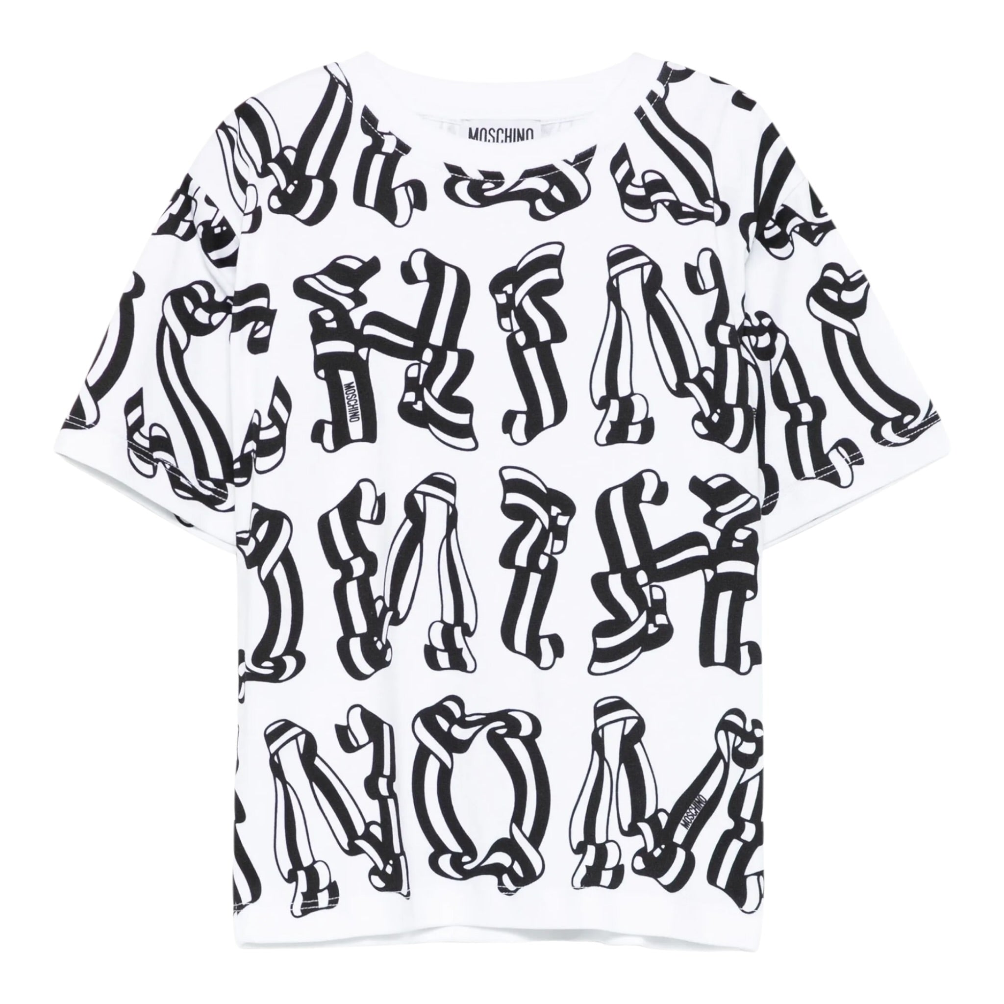 Moschino T-Shirt Girocollo tinta unita con Stampe Bianco per Bambino HAM06W BIANCO MOSCHINO 