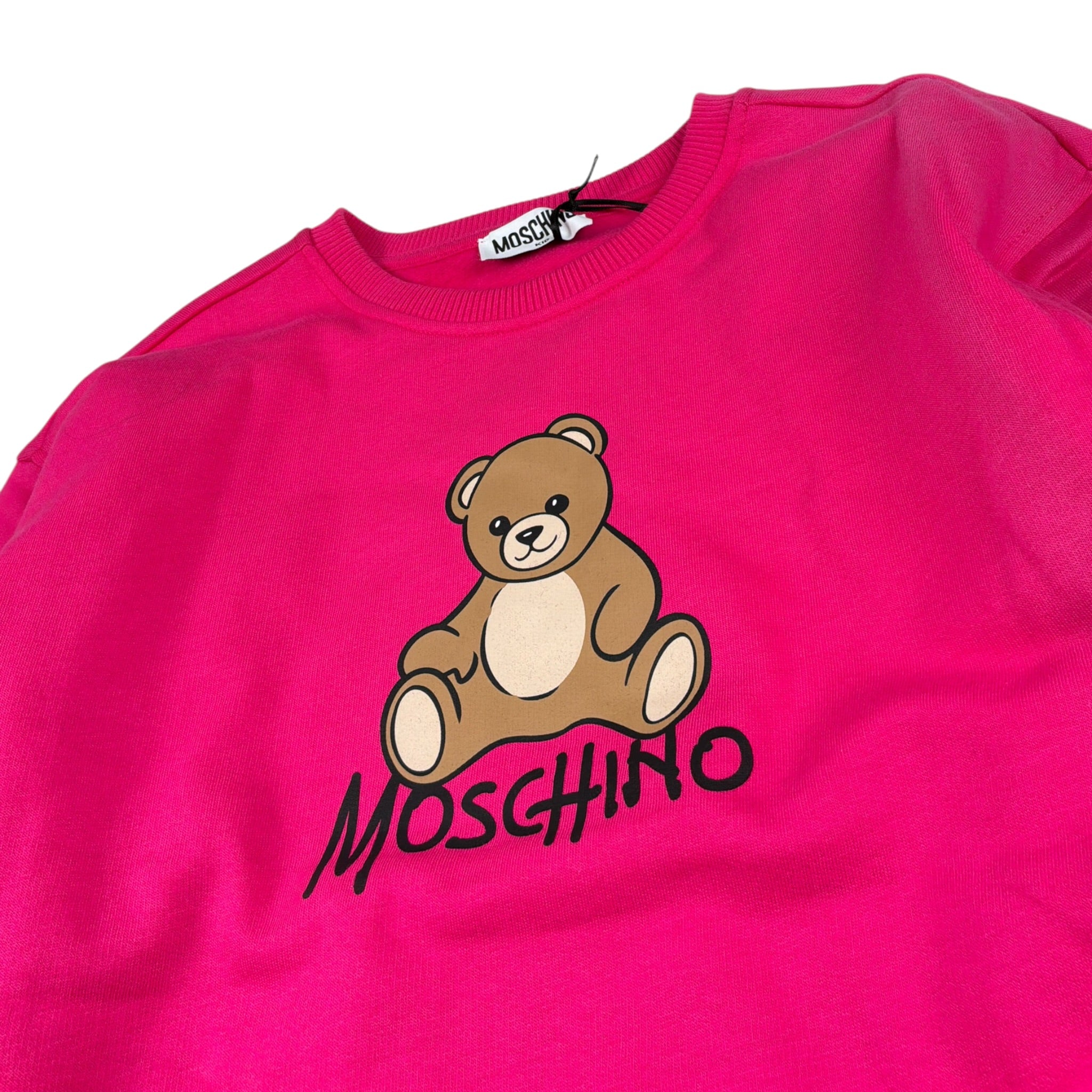 Moschino Abito Modello Felpa tinta unita con Stampa Fuxia per Bambina HBV0GY FUXIA MOSCHINO 