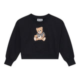 Moschino Felpa Chiusa Girocollo tinta unita con Stampa Nero per Bambina HDF06G NERO MOSCHINO 