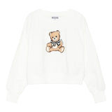 Moschino Felpa Chiusa Girocollo tinta unita con Stampa Panna per Bambina HDF06GX PANNA MOSCHINO 