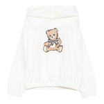 Moschino Felpa Chiusa con Cappuccio tinta unita con Stampa Panna per Bambina HDF06JX PANNA MOSCHINO 