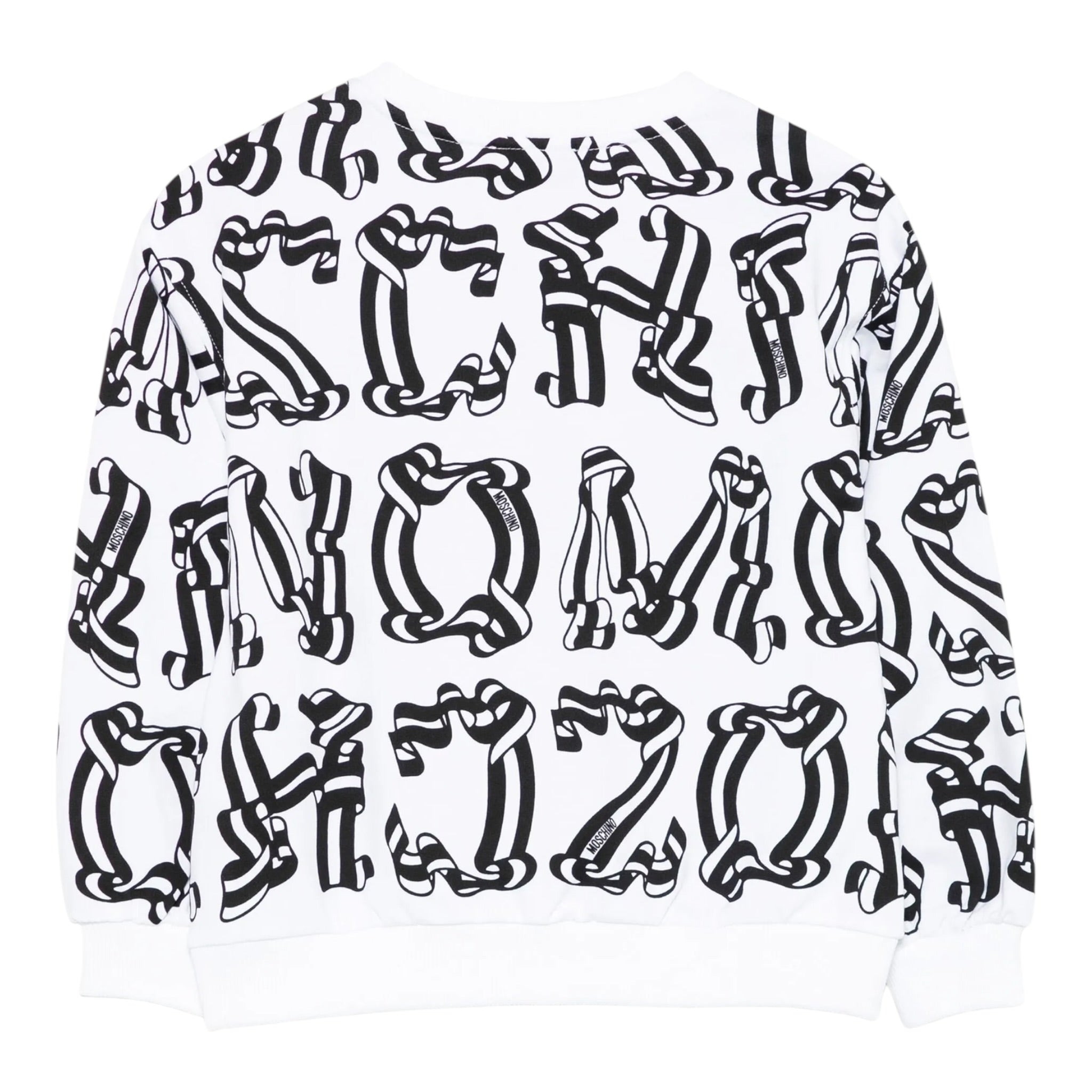 Moschino Felpa Chiusa Girocollo tinta unita con Stampe Bianco per Bambino HDF06N BIANCO MOSCHINO 