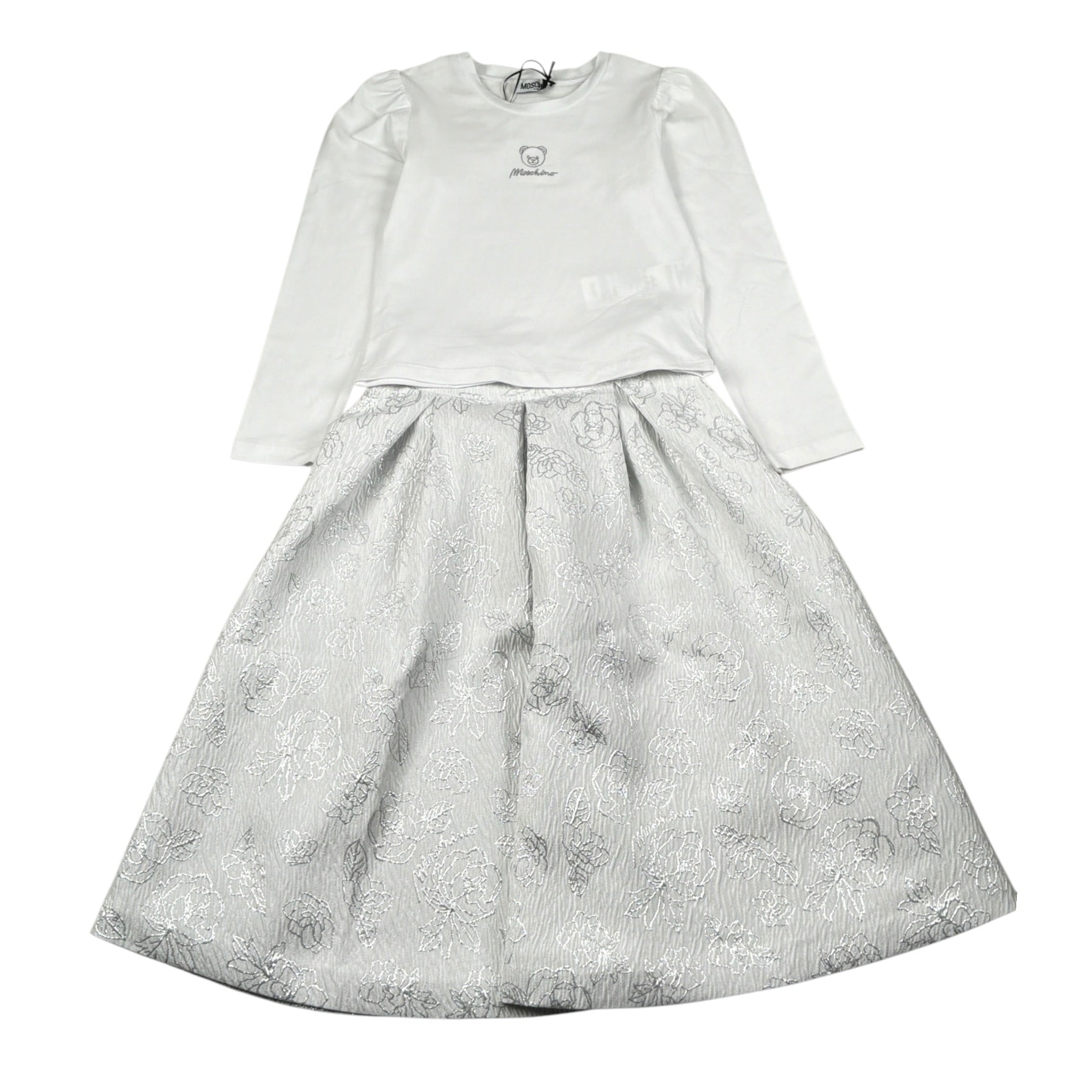 Moschino Completo 2 Pezzi Shirt-Gonna Bicolore Bianco/Grigio per Bambina HDK03C BIANCO/GRIGIO MOSCHINO 