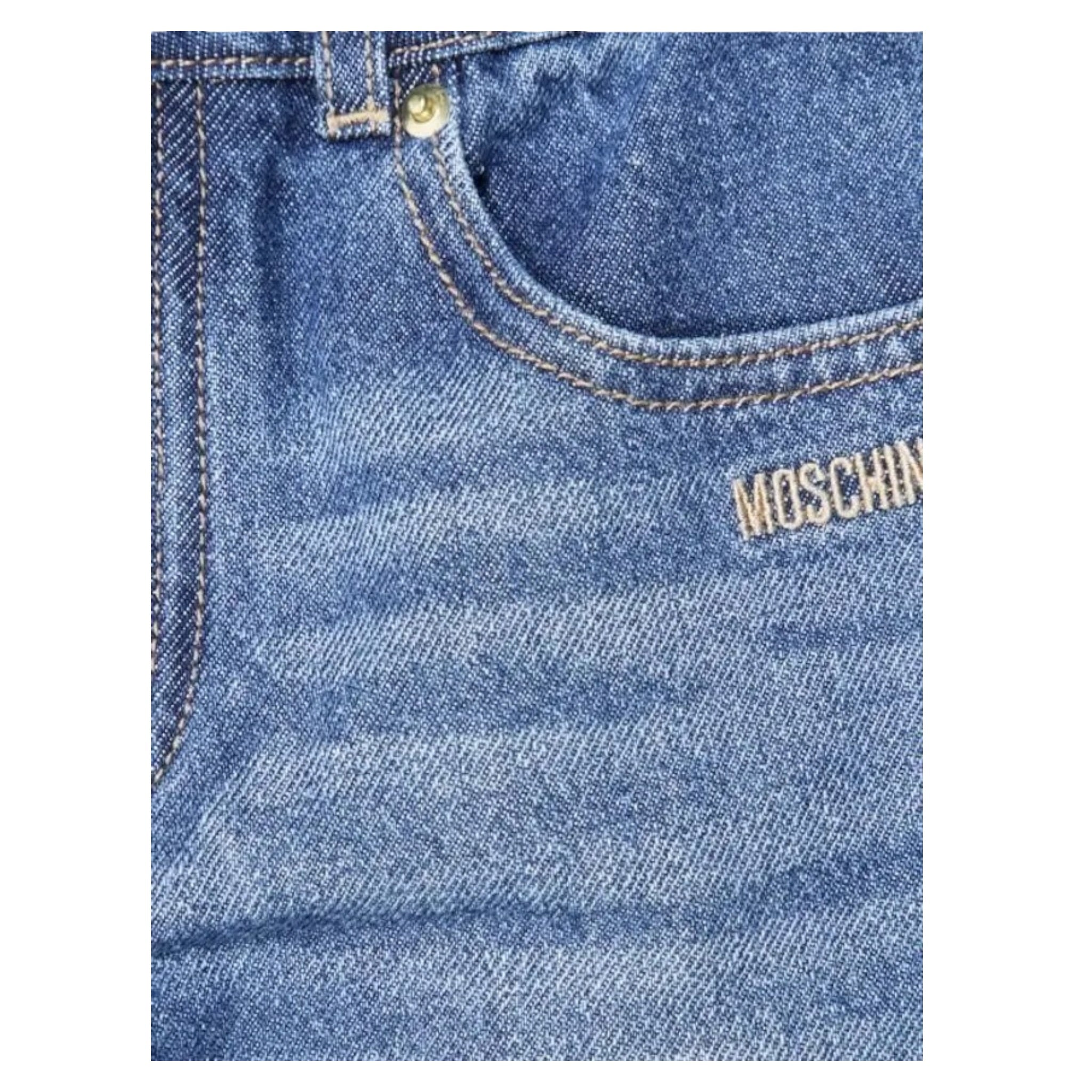 Moschino Jeans tinta unita con Girovita Regolabile Blu per Bambina HDP06M BLU MOSCHINO 