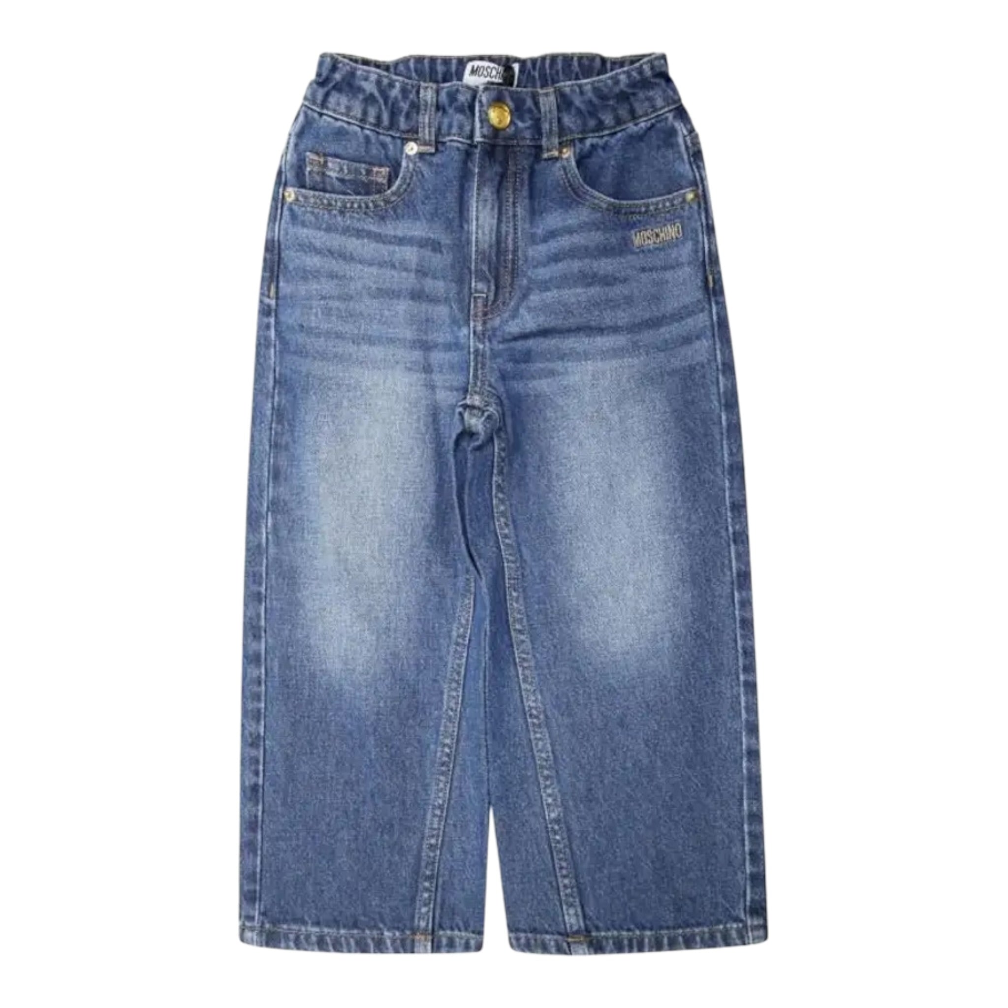 Moschino Jeans tinta unita con Girovita Regolabile Blu per Bambina HDP06MX BLU MOSCHINO 