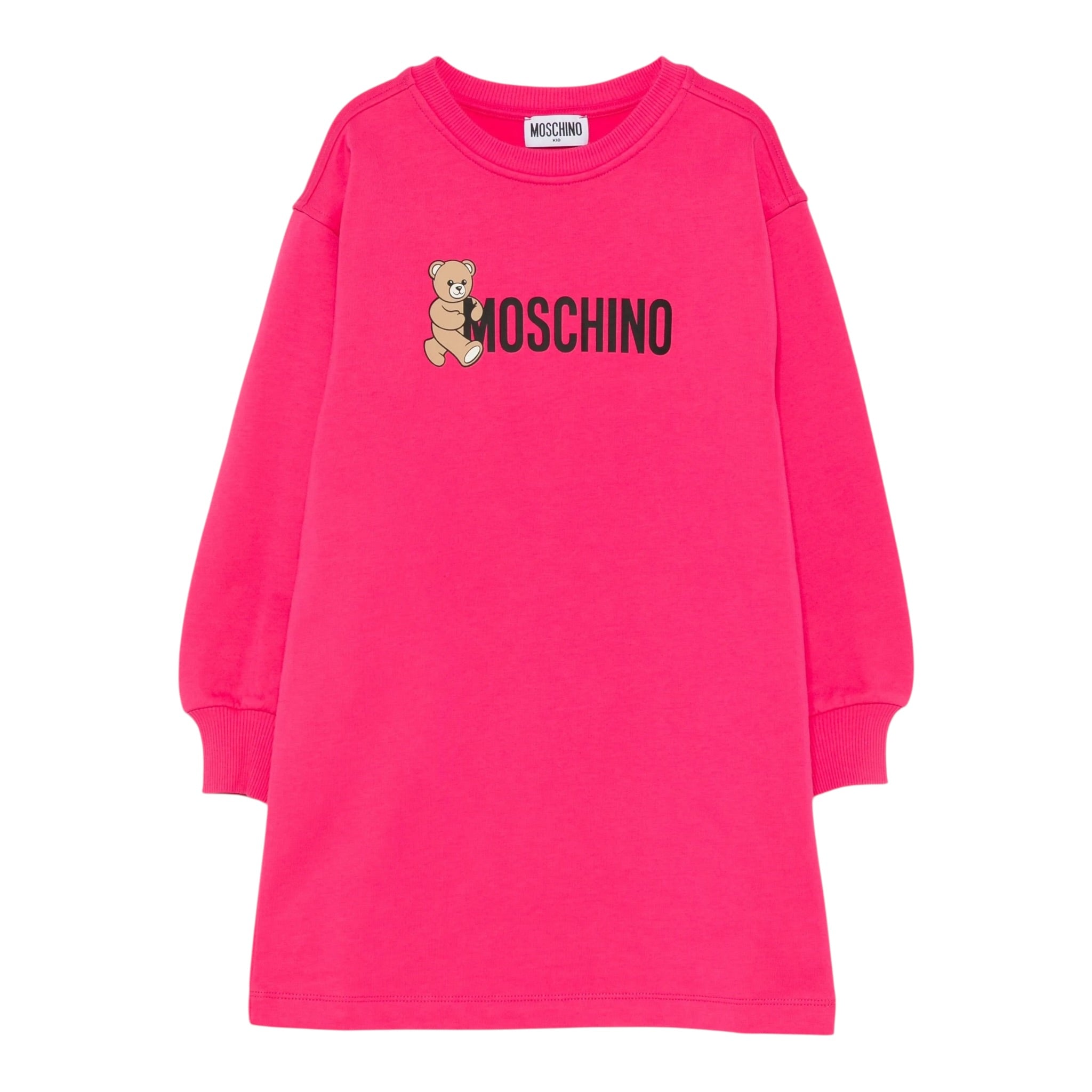 Moschino Abito Girocollo Manica Lunga tinta unita Fuxia per Bambina HDV0GY FUXIA MOSCHINO 
