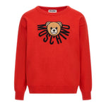 Moschino Maglia Girocollo tinta unita con Logo Rosso per Bambino HDV0GZ ROSSO MOSCHINO 
