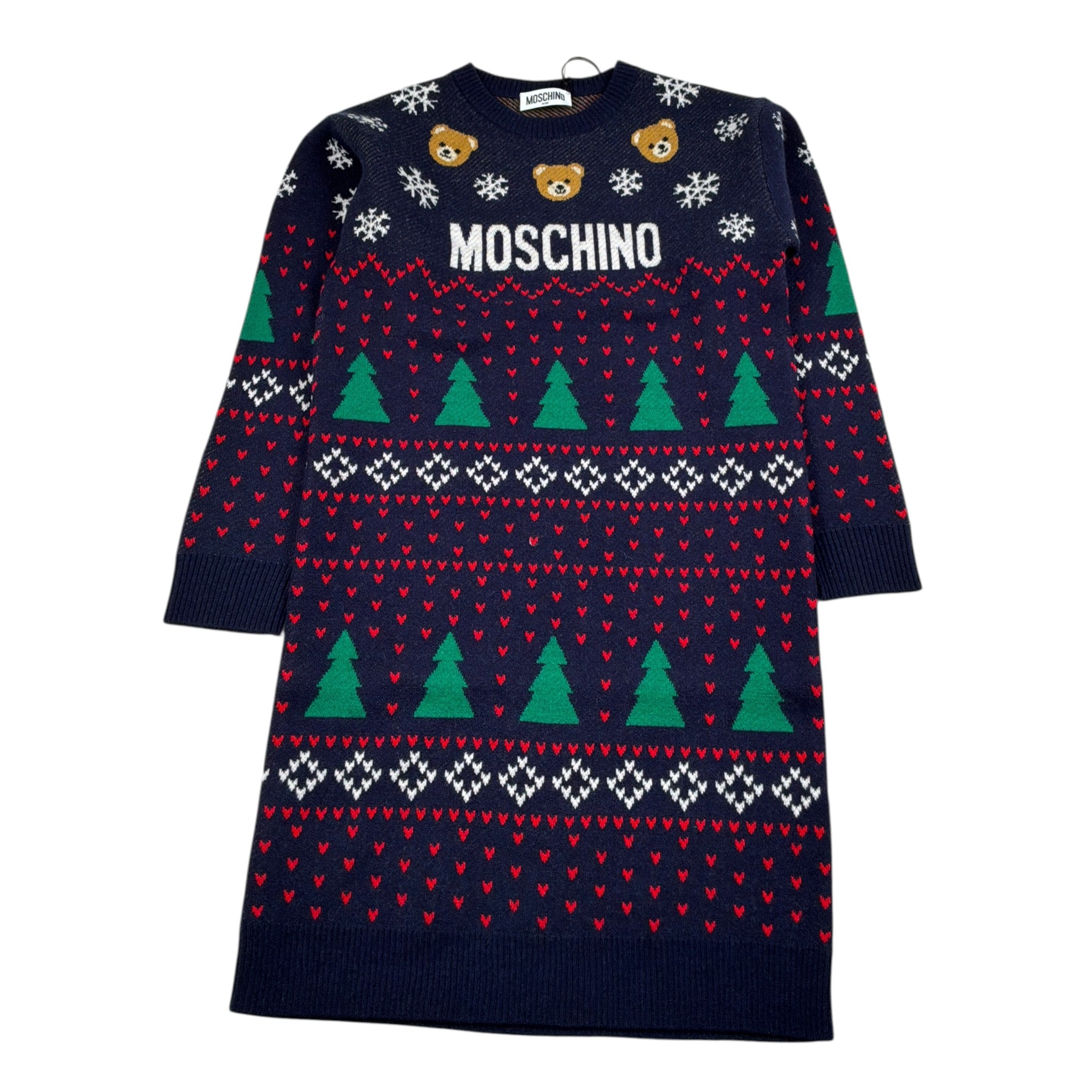 Moschino Abito tinta unita Girocollo con Fantasia Blu per Bambina HDV0I8 BLU MOSCHINO 