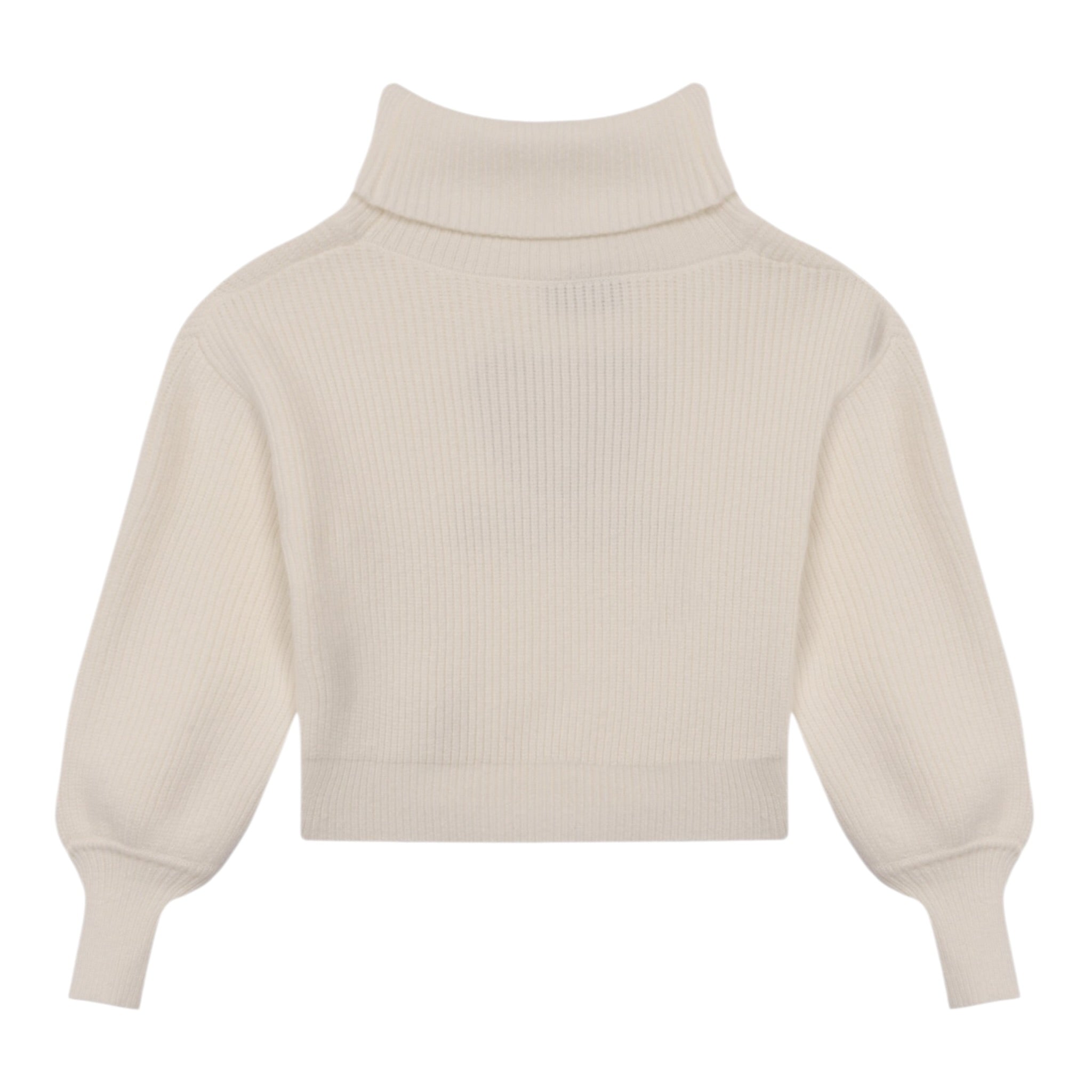 Moschino Maglia Collo Alto tinta unita con Stampa Panna per Bambina HDW02A PANNA MOSCHINO 