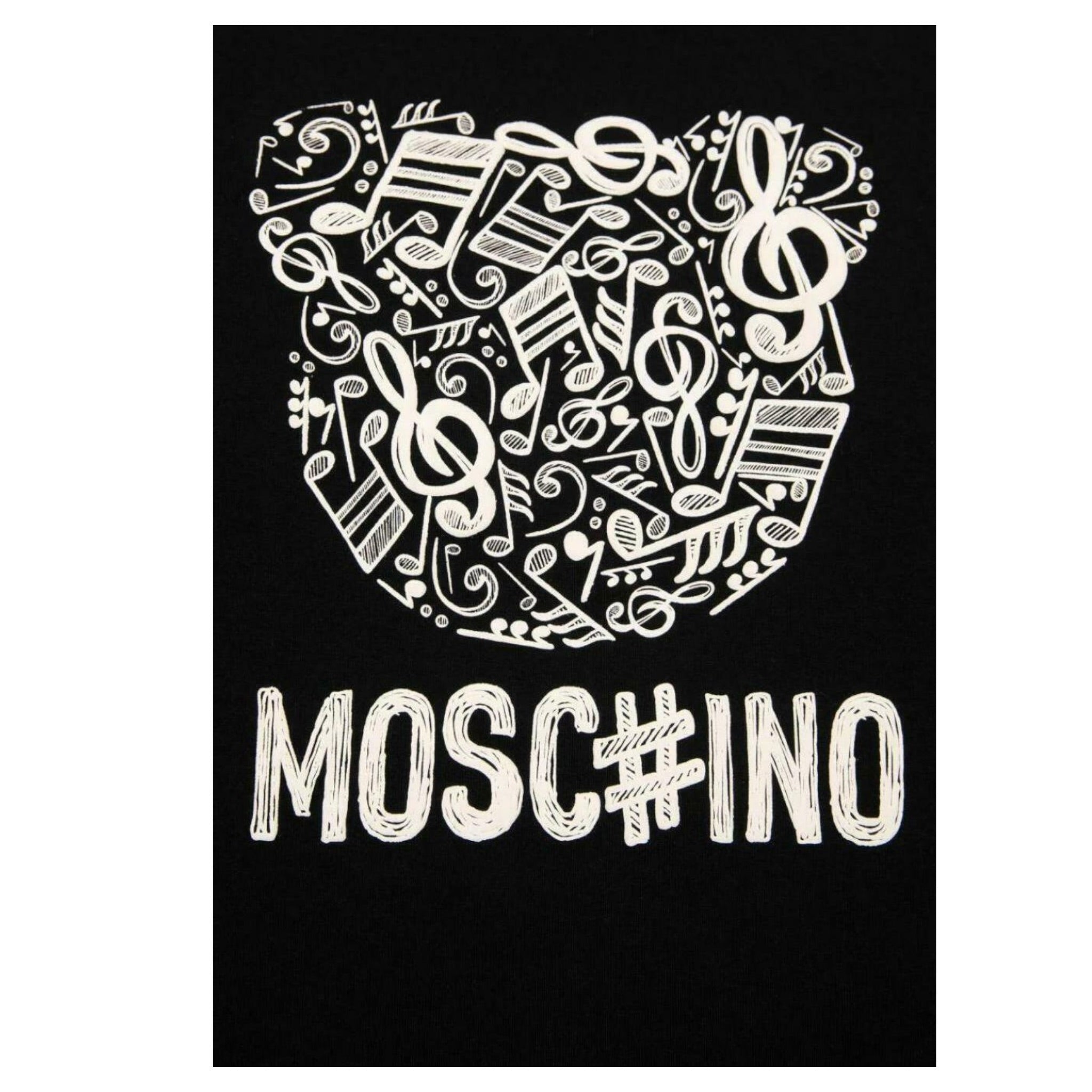 Moschino Felpa Chiusa Girocollo tinta unita con Stampa Nero per Bambina HMF099XX NERO MOSCHINO 