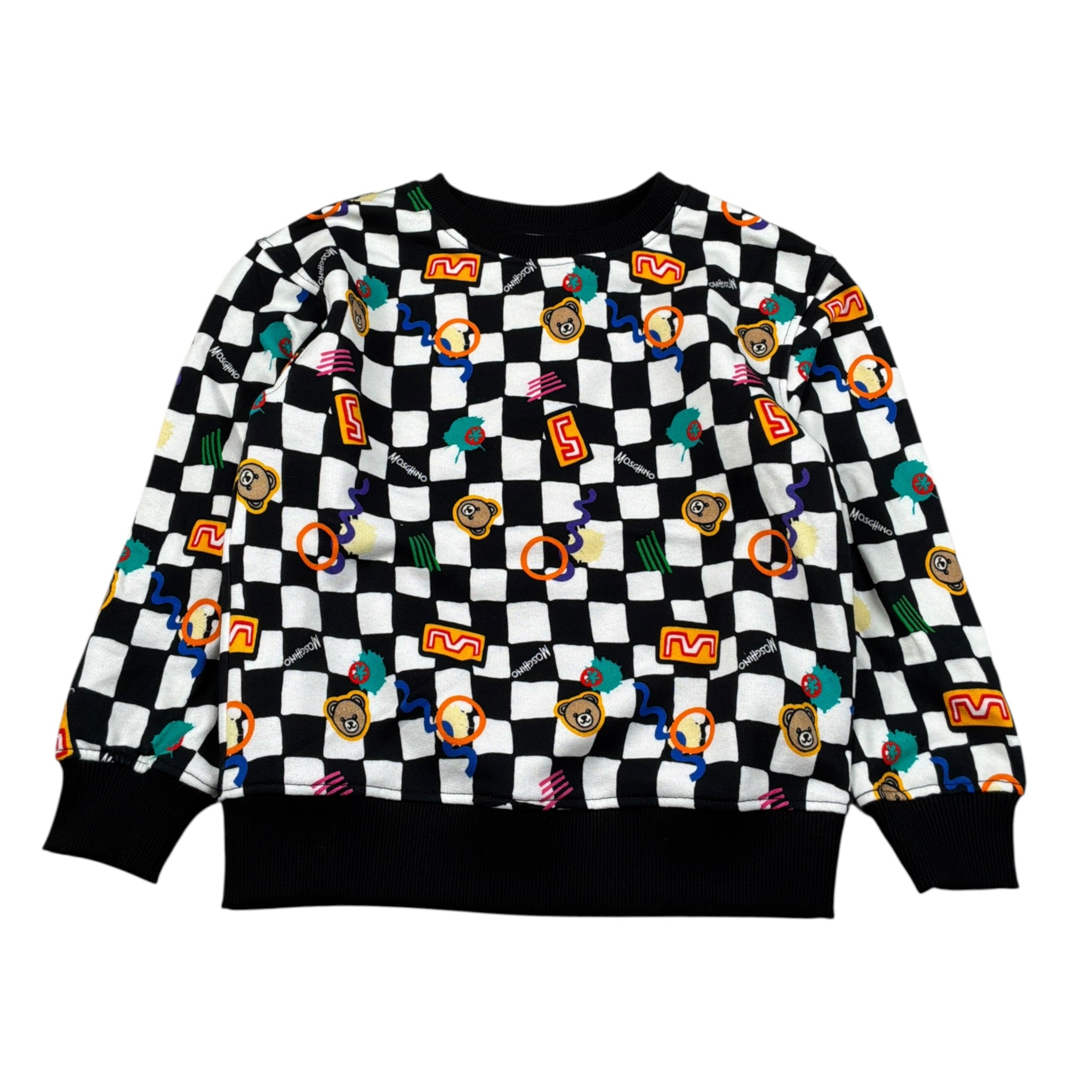 Moschino Felpa Bicolore con Fantasia A Scacchi Bianco/Nero per Bambino HMF09L BIANCO/NERO MOSCHINO 