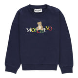 Moschino Felpa Chiusa Girocollo tinta unita con Stampa Blu per Bambino HNF08V BLU MOSCHINO 