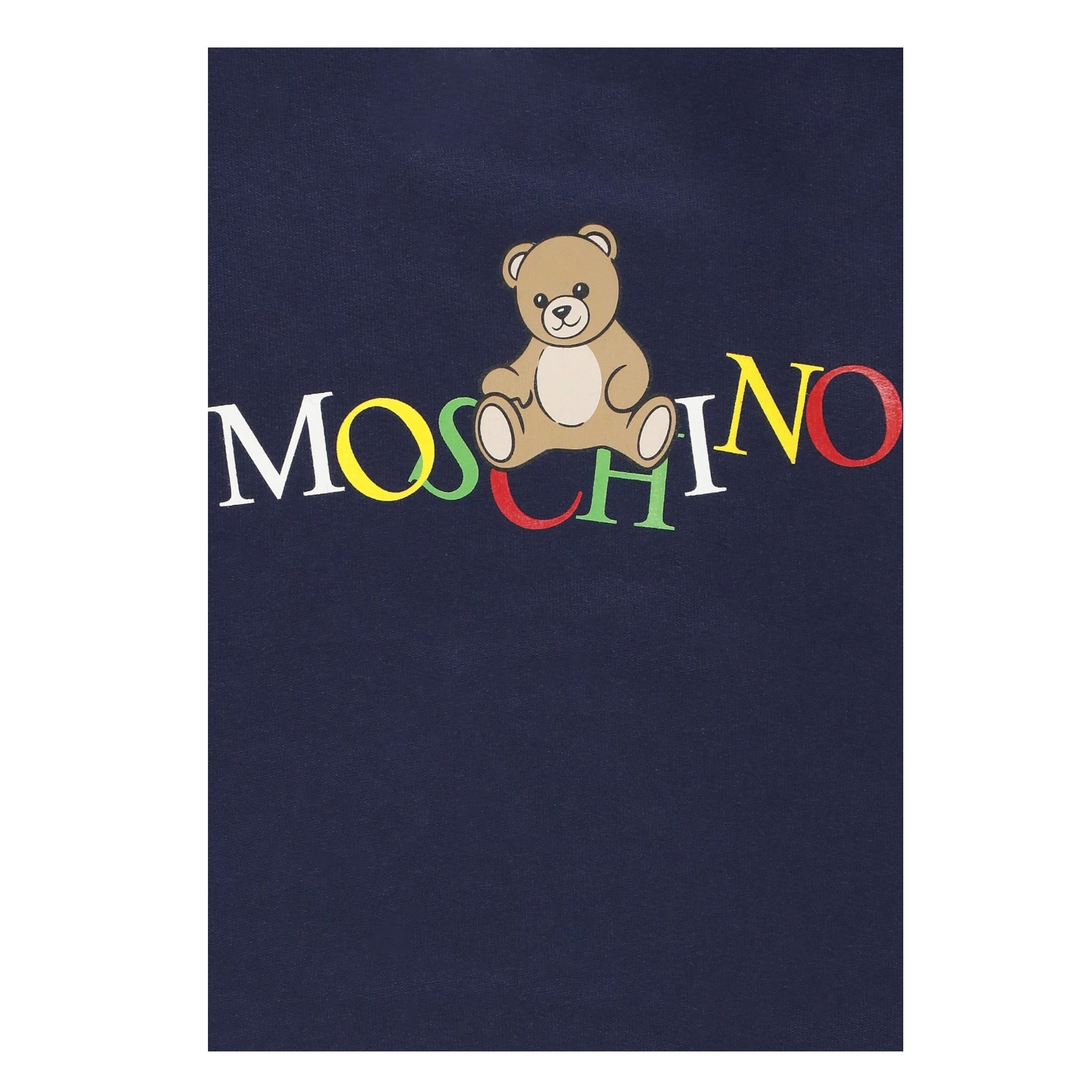 Moschino Felpa Chiusa Girocollo tinta unita con Stampa Blu per Bambino HNF08V BLU MOSCHINO 