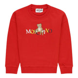 Moschino Felpa Chiusa Girocollo tinta unita con Stampa Rosso per Bambino HNF08V ROSSO MOSCHINO 
