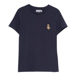 Moschino T-Shirt Girocollo tinta unita con Logo Blu per Bambino HRM058X BLU MOSCHINO 