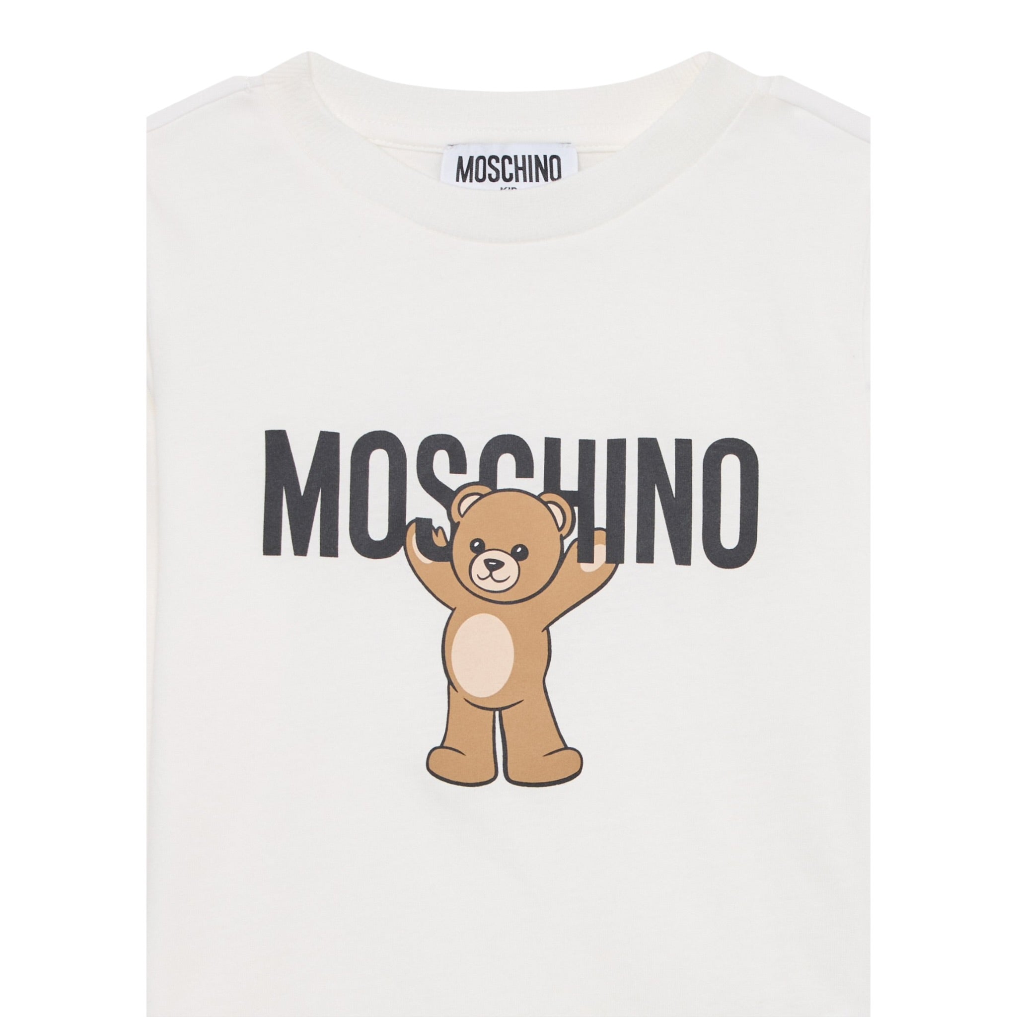 Moschino Shirt Girocollo tinta unita con Logo Bianco per Bambino HTO00J BIANCO MOSCHINO 