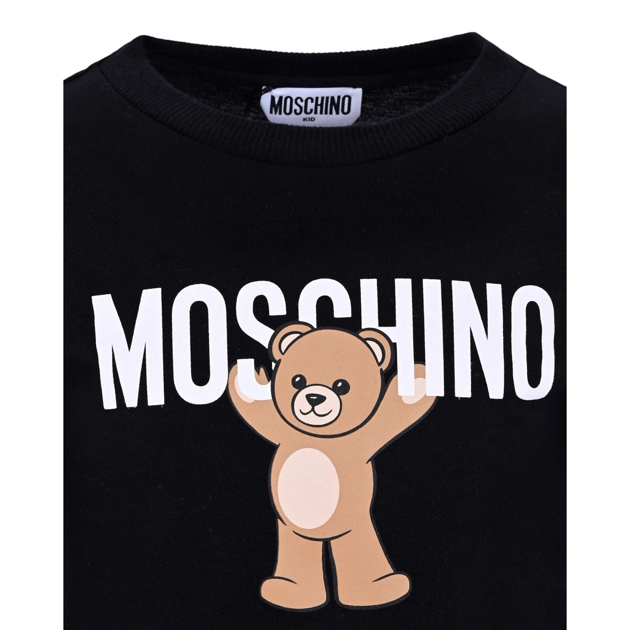 Moschino Shirt Girocollo tinta unita con Logo Nero per Bambino HTO00J NERO MOSCHINO 