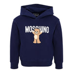 Moschino Felpa Chiusa con Cappuccio tinta unita con Logo Blu per Bambino HUF09FX BLU MOSCHINO 